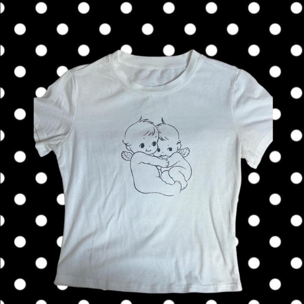 White Angel Print Crop Top